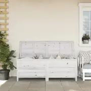 Garden Storage Box White 150x50x56.5 cm Solid Wood Fir
