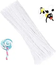 100 Pieces Pipe Cleaners Chenille Stem, Solid Color Pipe Cleaners Set for Pipe Cleaners DIY Arts Crafts Decorations, Chenille Stems Pipe Cleaners (White)