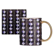 2pc Ashdene Decadence 360ml New Bone China Coffee Mug Cup & Coaster Set Midnight