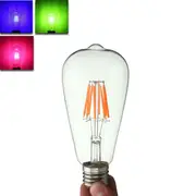 E27 ST64 8W RGB Edison Rereo Glass 800Lm Vintage Incandescent Light Lamp Bulb AC220V 28 RED