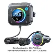 Bluetooth 5.3 FM/AUX Bluetooth Car Adapter 3 Ports PD&QC3.0 FM Modulator Bluetooth Car Transmitter Car Charger Bluetooth Adapter Black