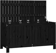 [vidaXL] Solid Pine Wood Garden Storage Box - Black Pine - Modern Style - Ample Storage Space - With Hydraulic Gas Lift Lid - 115x49x60 cm