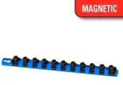 Ernst 8419M 13" LONG 1/2" Drive Magnetic TWIST LOCK Socket Rail Organizer - Blue