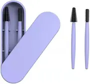 2 Pcs Silicone Reusable Eyelash Eyebrow Brushes with Storage Case Mascara Wands Eye Lash Cosmetic Makeup Brush Tool Kits for Lash Extensions Eyebrows Contouring and Makeup