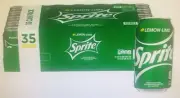SPRITE LEMON LIME SODA 100 % NATURAL FLAVORS (12 fl. oz, 35 CANS) CAFFEINE FREE