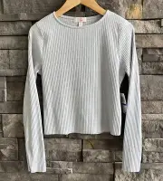 GB Girls XL Rib Knit Long Sleeve Light Blue Top NWT
