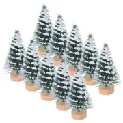 10 Pcs Christmas Tree Tabletop Model Trees Snow Effect Pine