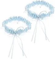 [TEMPNAP] 2pcs Blue Bridal Garter Set Lace Wedding Garters for Bridal Showers for Bride for Weddings Proms and Parties Elegant Bridal Accessories
