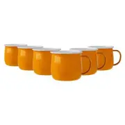 6x Coloured Enamel Belly Mugs Steel Outdoor Camping Tea Coffee Cup 375ml Yellow