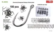 Chemically Sharpened Octopus Fishing Hook 100p, Fishing Tackle, Whiting Pomfret