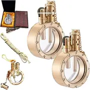 Retro Transparent Kerosene Lighter, Creative Visible Fuel Trench Lighters with Transparent Bottle, Refillable Round Copper Pipe Lighter Outdoor, Cool Classic Gifts for Men, Husband, Dad