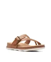 clarks Women's Collection Brynn Madi Sandal Shoes Light Tan Leather Brown 6W