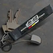 MUGEN Black Racing Keychain Metal Backpack key Ring Hook Strap Lanyard Nylon