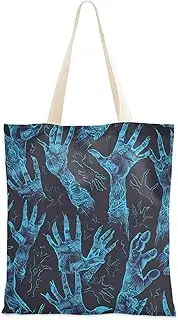 [Yoogain] customizable Blue Hands Reaching Out Canvas Bag Tote Blue Hands Reaching Out Canvas Grocery Bag for Customized Friend Reusable Tote Bags, Blue Hands Reaching Out, 1 size