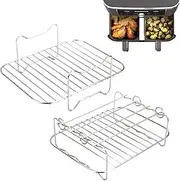 Square Air Fryer Rack | Square Stainless Steel Air Fryer Rack,Kitchen Heat-Resistant Air Fryer Accessories, Home Steaming Rack for Cooking