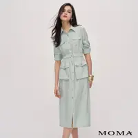 在飛比找momo購物網優惠-【MOMA】休閒口袋襯衫洋裝(淺綠色)