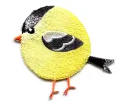 BIRD CHUBBY GOLDFINCH IRON ON APPLIQUE 2 3/4 X 2 1/2 inch