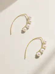 [Melissa Joy Manning] Melissa Joy Manning - Wishbone 14-karat Recycled Gold Pearl Earrings - White - One size One size White