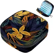 Period Bag,Sanitary Napkin Storage Bag,Abstract Leaves,Tampon Bag for Purse