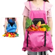 Adjustable Gardening Aprons Cross Back Harvesting Aprons with Pocket, Rose Red