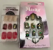 Dashing Diva /Minky ~Magic Press Press-On Nails ~ Black Red Green Gold Bling
