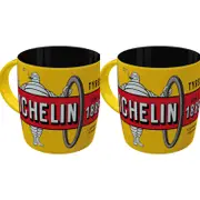 2PK Nostalgic-Art Ceramic Mug Michelin Tyres Bibendum 9x9cm - Yellow