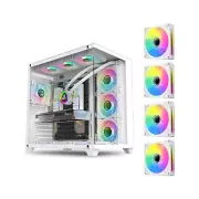 White PC case, 4Pack PWM RGB Computer Fans pre-Installed, Gaming Desktop pc H...