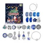 Catzon Christmas Countdown Calendar Blind Box Blue Theme DIY Charm Pendant Bracelet-Vertical