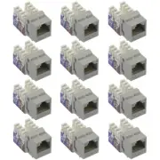 12 Pcs Cat5E RJ45 Ethernet LAN Network Keystone Jack 110 Punch Down Snap In Gray