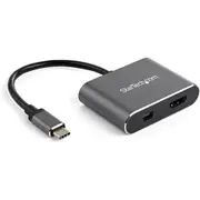 StarTech.com USB C Multiport Video Adapter - 4K 60Hz USB-C to HDMI 2.0 or Mini DisplayPort 1.2 Monitor Display Adapter - HBR2 HD