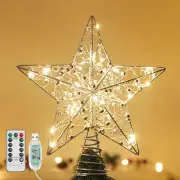Lewondr Christmas Star Tree Topper, 11 Inch Christmas Tree Topper Beaded Star
