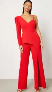 BCBGMAXAZRIA Juno One Sleeve Jumpsuit Rosso Size:S