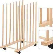 Somime Large Art Storage Rack with Four Caster Wheels - Wooden Canvas Storage Stand Can Well Hold Up to 60/ Drawing Boards, Prints, Panels, Paintings, and Artworks Display Natural CH0423