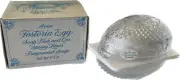 NIB 1977 Fostoria Lead Crystal Egg Shaped Soap Dish Spring Lilacs Avon Soap Vtg