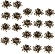 STOBOK 20pcs Flower Bead Caps DIY Jewelry Charms Metal Spacer End Caps for Necklace Bracelet Making