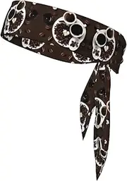 Coffee Collage Sports Strap Double-Sided Headscarf Men's Bow Tie Sports Headscarf Running Yoga Exercise Headband