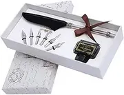 jojofuny Luxury Vintage Quill Pen Set 10pcs Writing Accessories Ink Dip Pens European Style for Office