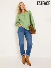 FatFace Poppy Olive Green Embroidered Blouse (E88109) | $114