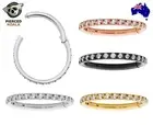 2Pcs Titanium Gem Hinged Segment Septum Tragus Nose Lip Ring Sleeper Earrings