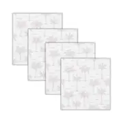 4pc Rayell Ceramic Printed Coaster Paradise's Palms Pink Drink Glass Holder Set
