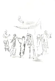 MARC CHAGALL Wedding Procession 11" x 7.5" Serigraph 1999 Modernism Black & Whit