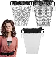 [SSKHE] Pack of 6 Clip-On Bra Inserts, Bras with Lace Inserts, Women's Clip-on Mock Camisole Bra Insert, Lace Strap Snaps, Lace Insert for Low Cut Dress (White & Black), White Black, One Size