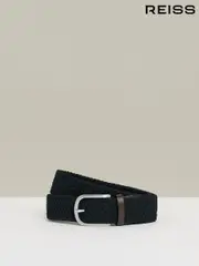 Reiss Navy Elmont Basket Weave Belt (F70366) | $120