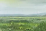Original Small Oil Painting, Field Landscape Artwork, Canvas Panel 4x6, Mini Art