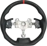 Full Leather Steering Wheel Compatible For Isuzu DMAX D-MAX 2015 2016 2017 2018 Black Smooth Leather Steering Wheel Flat Bottom