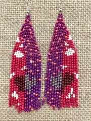 Handmade Miyuki Seed Bead Fringe Dangling Earrings Pink Garden NWT