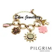 PILGRIM Skanderborg, Denmark Attractive Charm Bracelet Simulated Gems & Enamel