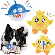 PAWSPURR Interactive Dog Toys(3in1), Squeaky Dog Toy Balls with Crinkle Paper, No Stuffing Tearable Plush Chew Toys for Puppy Teething, for Large, Medium & Small Dogs to Keep Them Busy(2Pack)