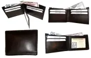 Lot of 4 New Men's High-end leather billfold wallet, Brown 6 credit card bifold