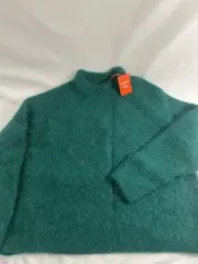 Superdry super lux ribbed crewneck alpaca and wool blend womans 10 green thick